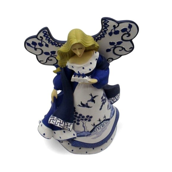 Hamilton Collection BLUE WILLOW Protection For a Peaceful Passing Angel Figurine - Picture 3 of 10